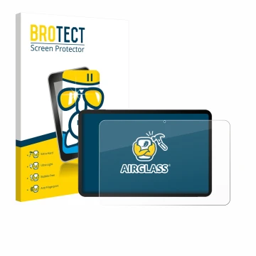 Parte frontal de un envase de producto con el logotipo de la marca BROTECT. Al lado se muestra el dispositivo Doogee Tab G6 Ma