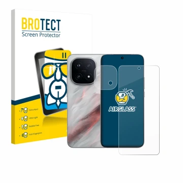 Parte frontal de un envase de producto con el logotipo de la marca BROTECT. Al lado se muestra el dispositivo Vivo iQOO 15 (Fr