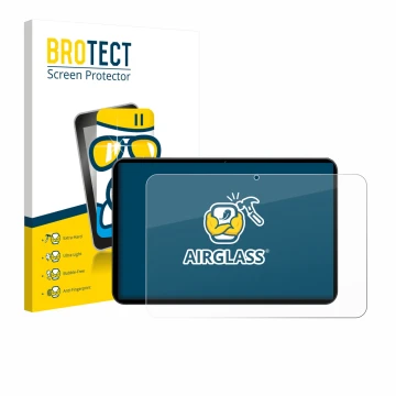 Parte frontal de un envase de producto con el logotipo de la marca BROTECT. Al lado se muestra el dispositivo Tabwee T60 PRO 1