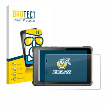 Parte frontal de un envase de producto con el logotipo de la marca BROTECT. Al lado se muestra el dispositivo Geshem MTK6877 c