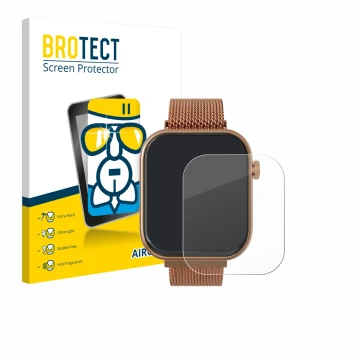 Parte frontal de un envase de producto con el logotipo de la marca BROTECT. Al lado se muestra el dispositivo Techmade M-GLAM0