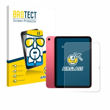 Parte frontal de un envase de producto con el logotipo de la marca BROTECT. Al lado se muestra el dispositivo Apple iPad A16 1