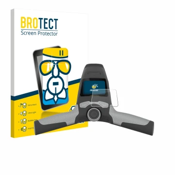 Parte frontal de un envase de producto con el logotipo de la marca BROTECT. Al lado se muestra el dispositivo PowaKaddy FW5s c