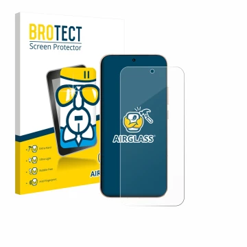 Parte frontal de un envase de producto con el logotipo de la marca BROTECT. Al lado se muestra el dispositivo Oppo Reno 15 Pro