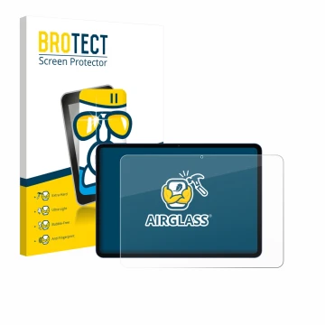 Parte frontal de un envase de producto con el logotipo de la marca BROTECT. Al lado se muestra el dispositivo Xiaomi Poco Pad 