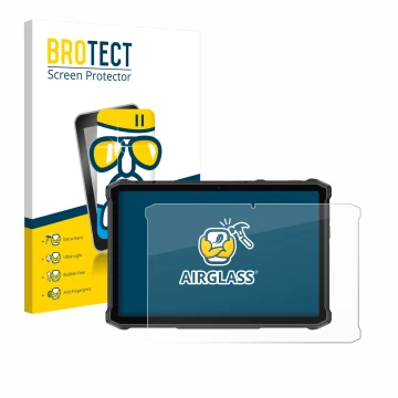 Parte frontal de un envase de producto con el logotipo de la marca BROTECT. Al lado se muestra el dispositivo Ulefone Armor Pa