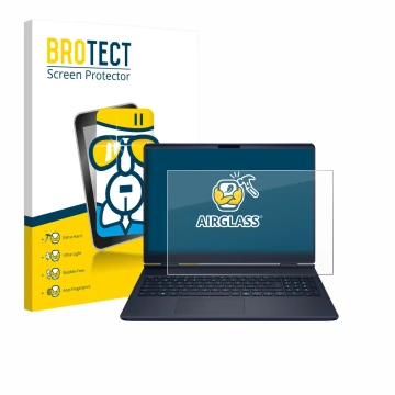 Parte frontal de un envase de producto con el logotipo de la marca BROTECT. Al lado se muestra el dispositivo Dell Alienware 1