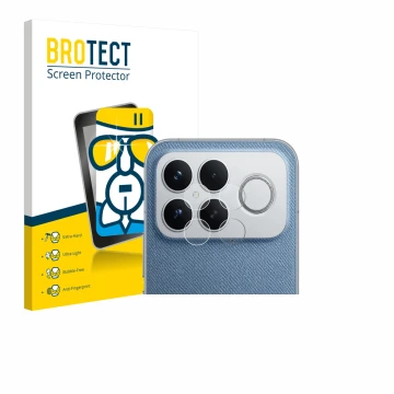 Parte frontal de un envase de producto con el logotipo de la marca BROTECT. Al lado se muestra el dispositivo Xiaomi Poco F8 U