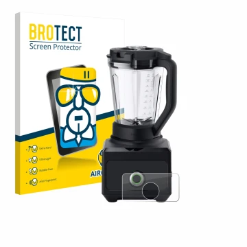 Parte frontal de un envase de producto con el logotipo de la marca BROTECT. Al lado se muestra el dispositivo Braun PowerBlend