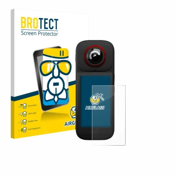 Parte frontal de un envase de producto con el logotipo de la marca BROTECT. Al lado se muestra el dispositivo Labpano PanoX V3