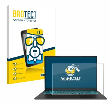 Parte frontal de un envase de producto con el logotipo de la marca BROTECT. Al lado se muestra el dispositivo ASUS V16 V3607 c