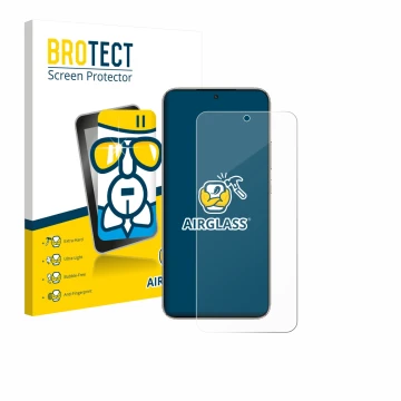 Parte frontal de un envase de producto con el logotipo de la marca BROTECT. Al lado se muestra el dispositivo Honor X70 con su