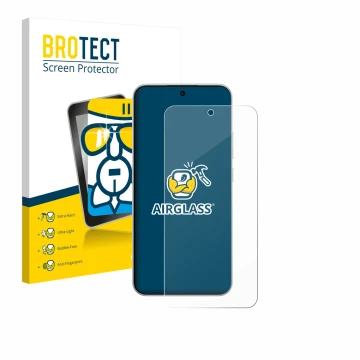 Parte frontal de un envase de producto con el logotipo de la marca BROTECT. Al lado se muestra el dispositivo Oppo F31 Pro con