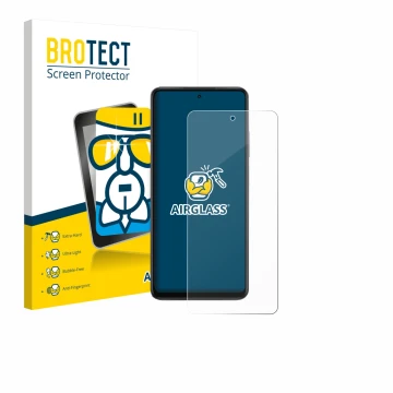 Parte frontal de un envase de producto con el logotipo de la marca BROTECT. Al lado se muestra el dispositivo Oppo K13x con su