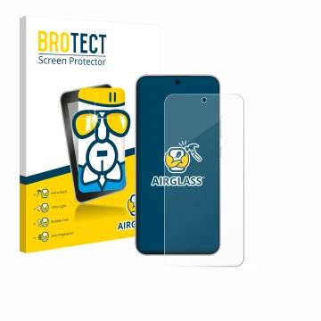 Parte frontal de un envase de producto con el logotipo de la marca BROTECT. Al lado se muestra el dispositivo Oppo A6 Pro 4G c