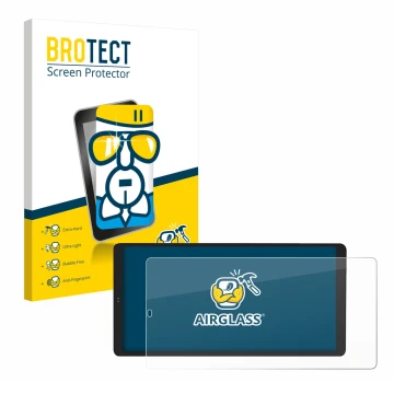 Parte frontal de un envase de producto con el logotipo de la marca BROTECT. Al lado se muestra el dispositivo Shelly Wall Disp