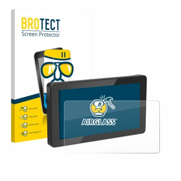 Parte frontal de un envase de producto con el logotipo de la marca BROTECT. Al lado se muestra el dispositivo Innovv N1 5.5