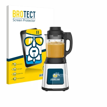 Parte frontal de un envase de producto con el logotipo de la marca BROTECT. Al lado se muestra el dispositivo Moulinex LM83SD1