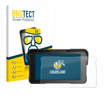 Parte frontal de un envase de producto con el logotipo de la marca BROTECT. Al lado se muestra el dispositivo NFOIEIS Base 5