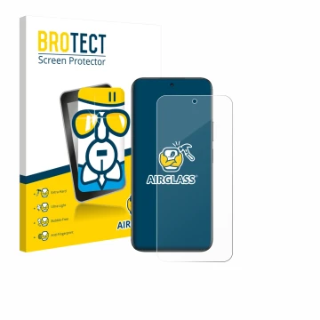 Parte frontal de un envase de producto con el logotipo de la marca BROTECT. Al lado se muestra el dispositivo realme C85 Pro 4