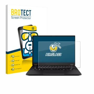 Parte frontal de un envase de producto con el logotipo de la marca BROTECT. Al lado se muestra el dispositivo ASUS TUF Gaming 