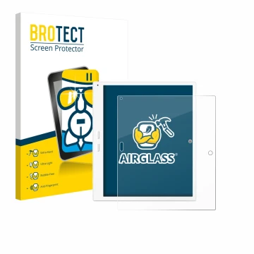 Parte frontal de un envase de producto con el logotipo de la marca BROTECT. Al lado se muestra el dispositivo Bigme B10 10.3