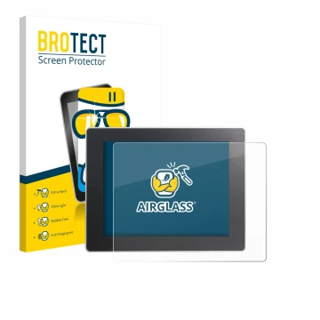 Parte frontal de un envase de producto con el logotipo de la marca BROTECT. Al lado se muestra el dispositivo Weintek cMT3092X