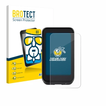 Parte frontal de un envase de producto con el logotipo de la marca BROTECT. Al lado se muestra el dispositivo igpsport BiNavi 