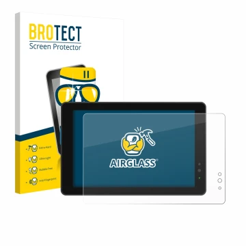 Parte frontal de un envase de producto con el logotipo de la marca BROTECT. Al lado se muestra el dispositivo Lilliput 719/T 7