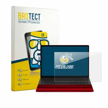 Parte frontal de un envase de producto con el logotipo de la marca BROTECT. Al lado se muestra el dispositivo HP Scuderia Ferr
