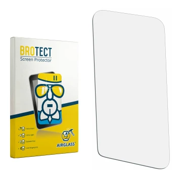 Parte frontal de un envase de producto con el logotipo de la marca BROTECT. Al lado está el protector de pantalla correspondie