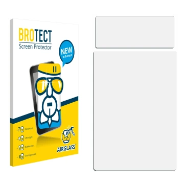 Parte frontal de un envase de producto con el logotipo de la marca BROTECT. Al lado está el protector de pantalla correspondie
