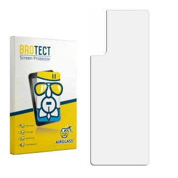 Parte frontal de un envase de producto con el logotipo de la marca BROTECT. Al lado está el protector de pantalla correspondie