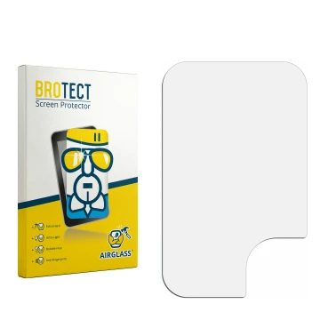 Parte frontal de un envase de producto con el logotipo de la marca BROTECT. Al lado está el protector de pantalla correspondie