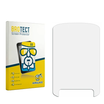 Parte frontal de un envase de producto con el logotipo de la marca BROTECT. Al lado está el protector de pantalla correspondie