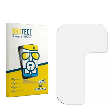 Parte frontal de un envase de producto con el logotipo de la marca BROTECT. Al lado está el protector de pantalla correspondie