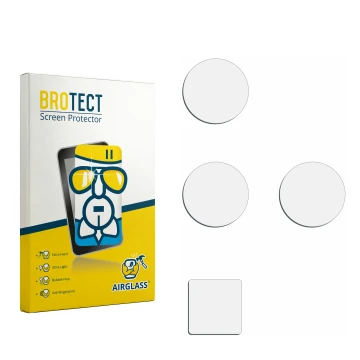 Parte frontal de un envase de producto con el logotipo de la marca BROTECT. Al lado está el protector de pantalla correspondie