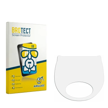 Parte frontal de un envase de producto con el logotipo de la marca BROTECT. Al lado está el protector de pantalla correspondie