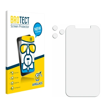 Parte frontal de un envase de producto con el logotipo de la marca BROTECT. Al lado está el protector de pantalla correspondie