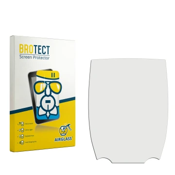 Parte frontal de un envase de producto con el logotipo de la marca BROTECT. Al lado está el protector de pantalla correspondie