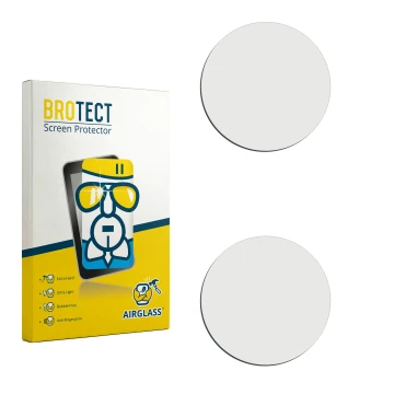 Parte frontal de un envase de producto con el logotipo de la marca BROTECT. Al lado está el protector de pantalla correspondie
