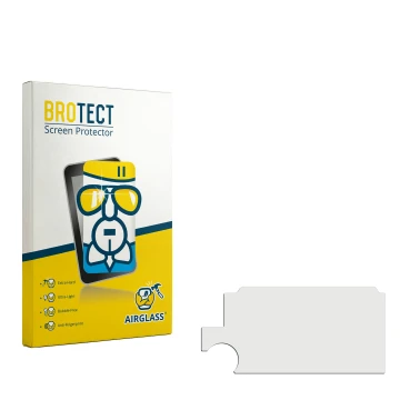 Parte frontal de un envase de producto con el logotipo de la marca BROTECT. Al lado está el protector de pantalla correspondie