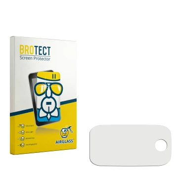 Parte frontal de un envase de producto con el logotipo de la marca BROTECT. Al lado está el protector de pantalla correspondie