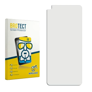 Parte frontal de un envase de producto con el logotipo de la marca BROTECT. Al lado está el protector de pantalla correspondie