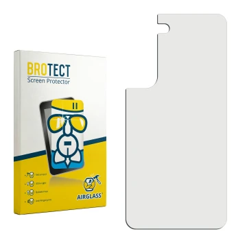 Parte frontal de un envase de producto con el logotipo de la marca BROTECT. Al lado está el protector de pantalla correspondie