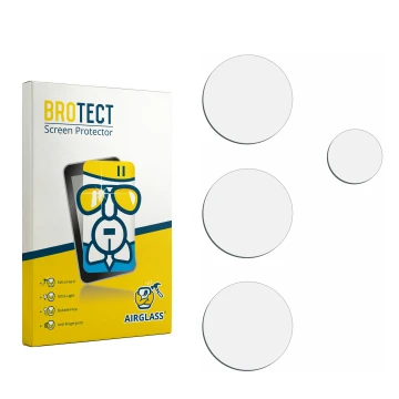 Parte frontal de un envase de producto con el logotipo de la marca BROTECT. Al lado está el protector de pantalla correspondie