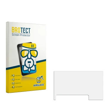 Parte frontal de un envase de producto con el logotipo de la marca BROTECT. Al lado está el protector de pantalla correspondie