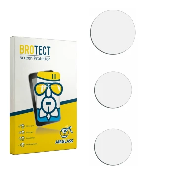Parte frontal de un envase de producto con el logotipo de la marca BROTECT. Al lado está el protector de pantalla correspondie
