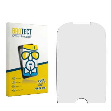 Parte frontal de un envase de producto con el logotipo de la marca BROTECT. Al lado está el protector de pantalla correspondie