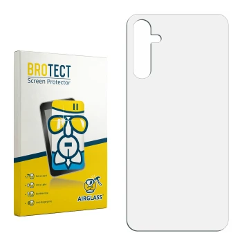 Parte frontal de un envase de producto con el logotipo de la marca BROTECT. Al lado está el protector de pantalla correspondie